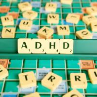ADHD spelled out in Scrabble letters