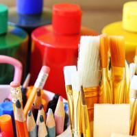 A collection of art supplies